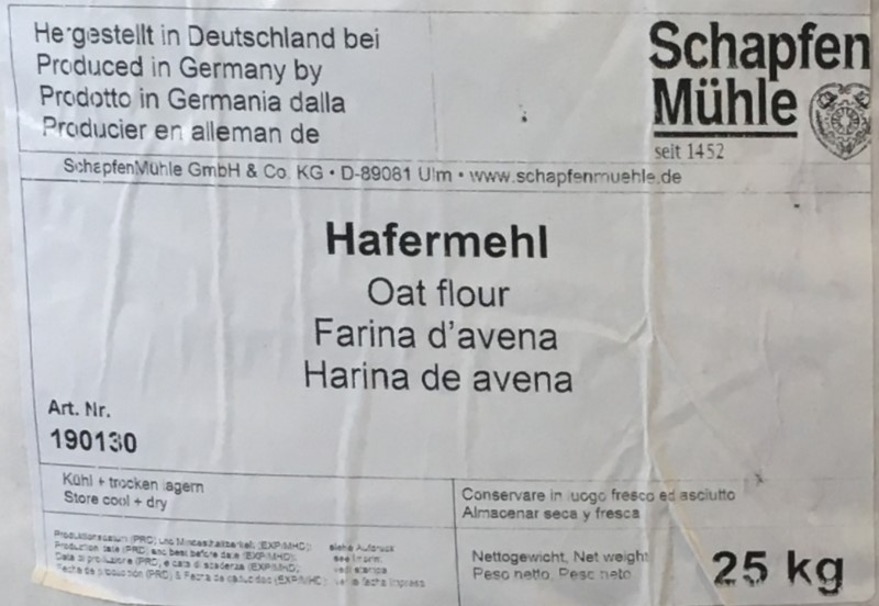 Hafermehl Etikett 25 kg